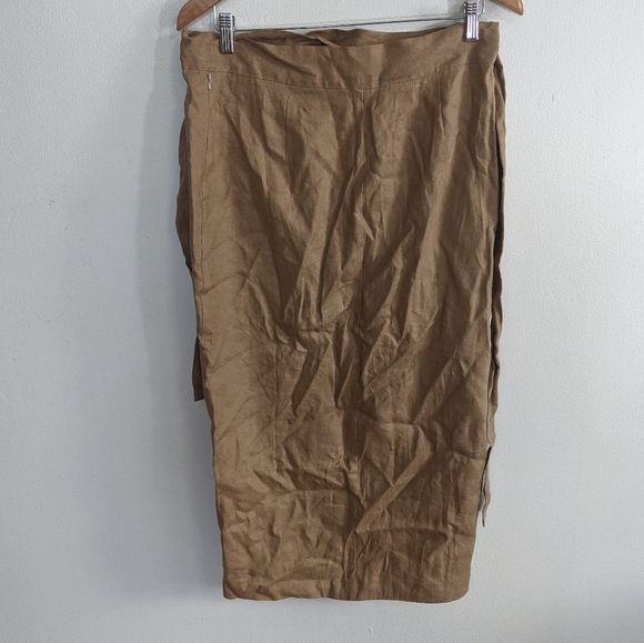 NEW Reformation Florence Linen Wrap Skirt Large - Picture 6 of 9